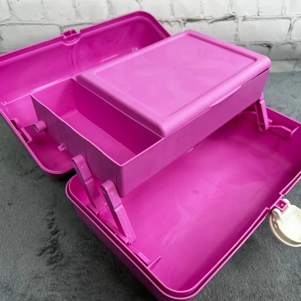 Caboodles Pink Makeup Case Organizer Travel Storage Box On the Go with Mirror